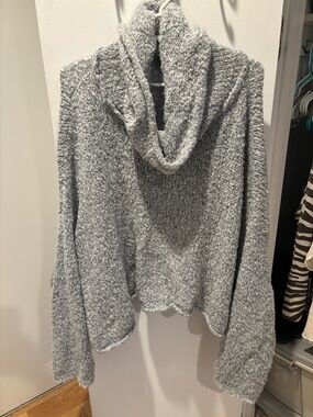 Free People Heather Gray Cowl Neck Sweater